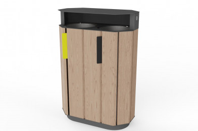 Odpadkový kôš A20 na triedený odpad 2x 61 l so strieškou – Jatoba