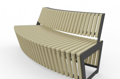 Trojmiestna oblúková lavička z lamiel A4 bez podrúčiek – Thermo-jaseň