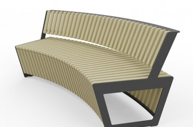 Trojmiestna oblúková lavička z lamiel VN A4 bez podrúčiek – Jatoba