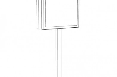 Obojstranná informačná vitrína L2 na stĺpiku – kalené sklo + LED osvetlenie