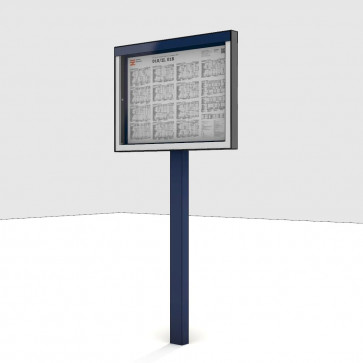 Informačná vitrína L2 na stĺpiku – kalené sklo + LED osvetlenie
