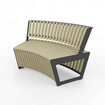 Dvojmiestna oblúková lavička z lamiel VN A4 bez podrúčiek – Thermo-jaseň