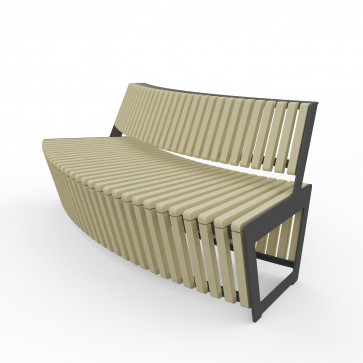 Trojmiestna oblúková lavička z lamiel A4 bez podrúčiek – Thermo-jaseň