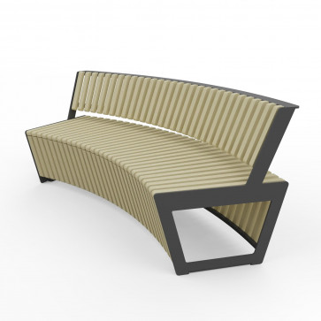 Trojmiestna oblúková lavička z lamiel VN A4 bez podrúčiek – Jatoba