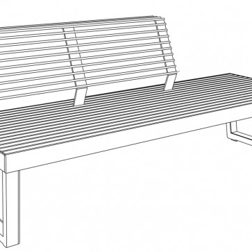 Trojmiestna lavička s čiastočným operadlom BARKA VP - Jatoba