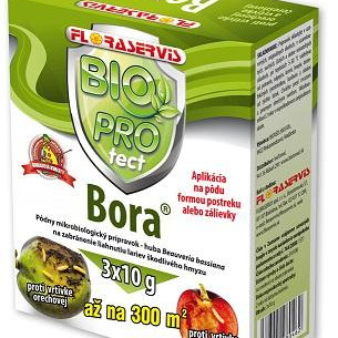 Bora 3x10g - Pôdny mikrobiologický prípravok – huba Beauveria bassiana na zabránenie liahnutiu lariev škodlivého hmyzu- aj proti vrtivke orechovej a čerešňovej.