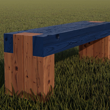 Drevená lavička  - Landart 2021 / DUB / modrá , 300 x 400 x 1200 mm