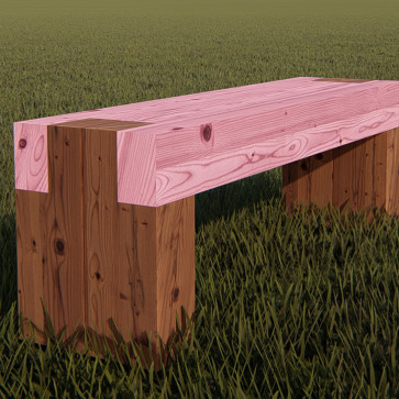 Drevená lavička  - Landart 2021 / DUB / ružová , 300 x 400 x 1200 mm