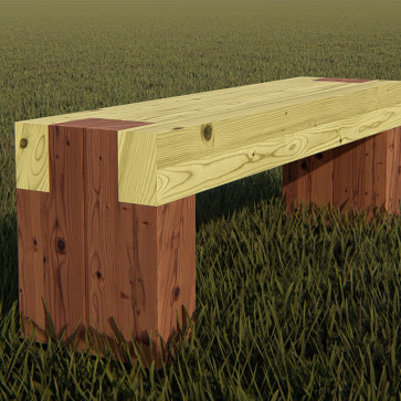 Drevená lavička  - Landart 2021 / DUB / žltá , 300 x 400 x 1200 mm