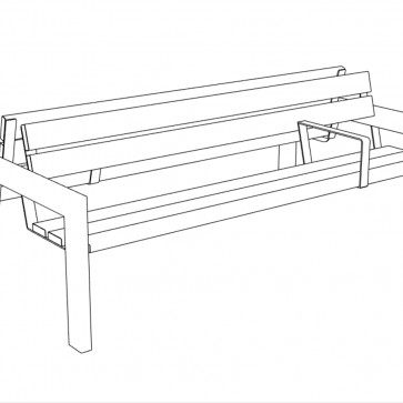 Obojstranná, štvormiestna lavička WINKL VP - Thermo-jaseň, 4 nohy