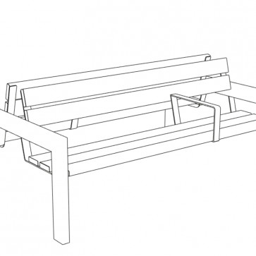 Obojstranná, trojmiestna lavička WINKL VP - Thermo-jaseň, 4 nohy