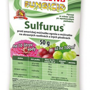 Sulfurus 50g - prípravok proti americkej múčnatke na egrešoch a múčnatke na okrasných rastlinách a iných plodinách